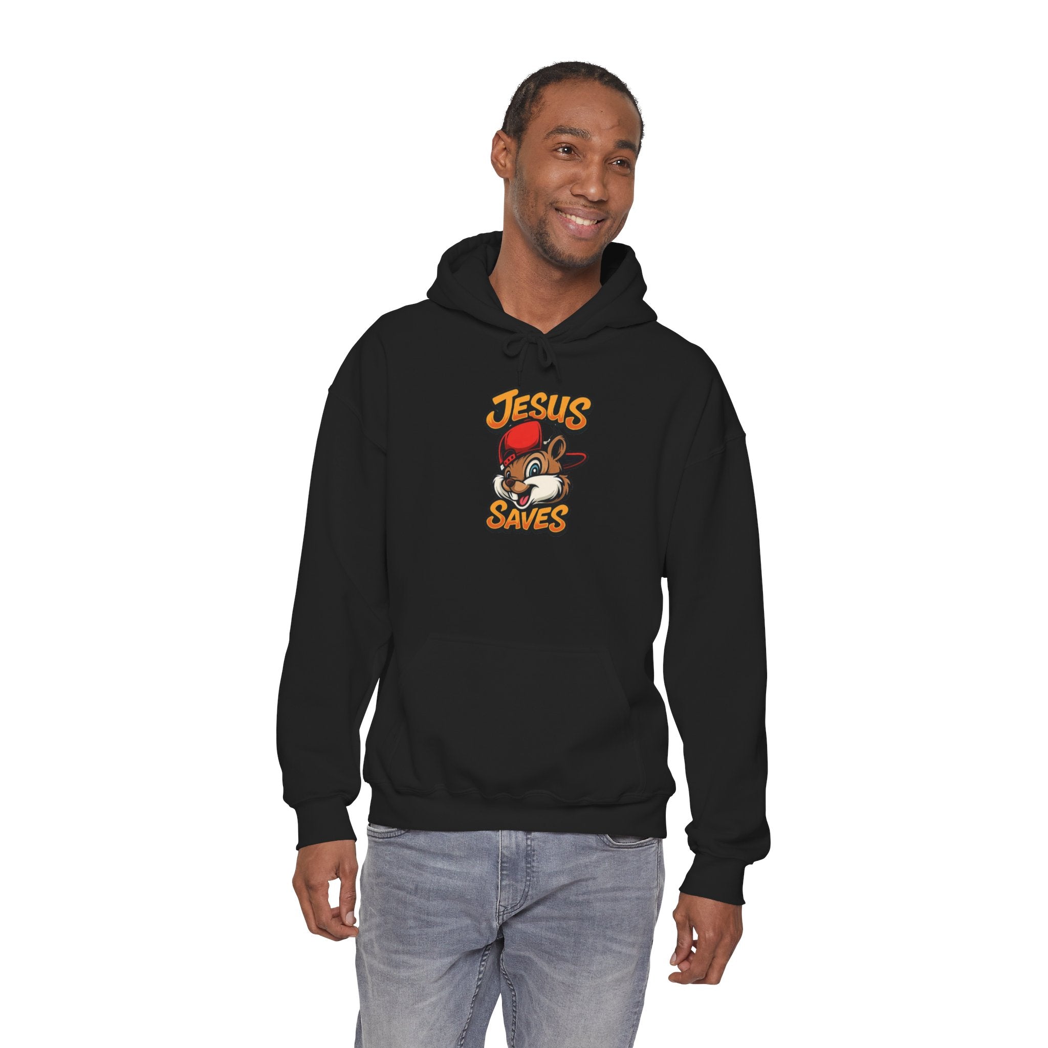 Jesus Saves Hoodie — Retro Cartoon Faith Pullover