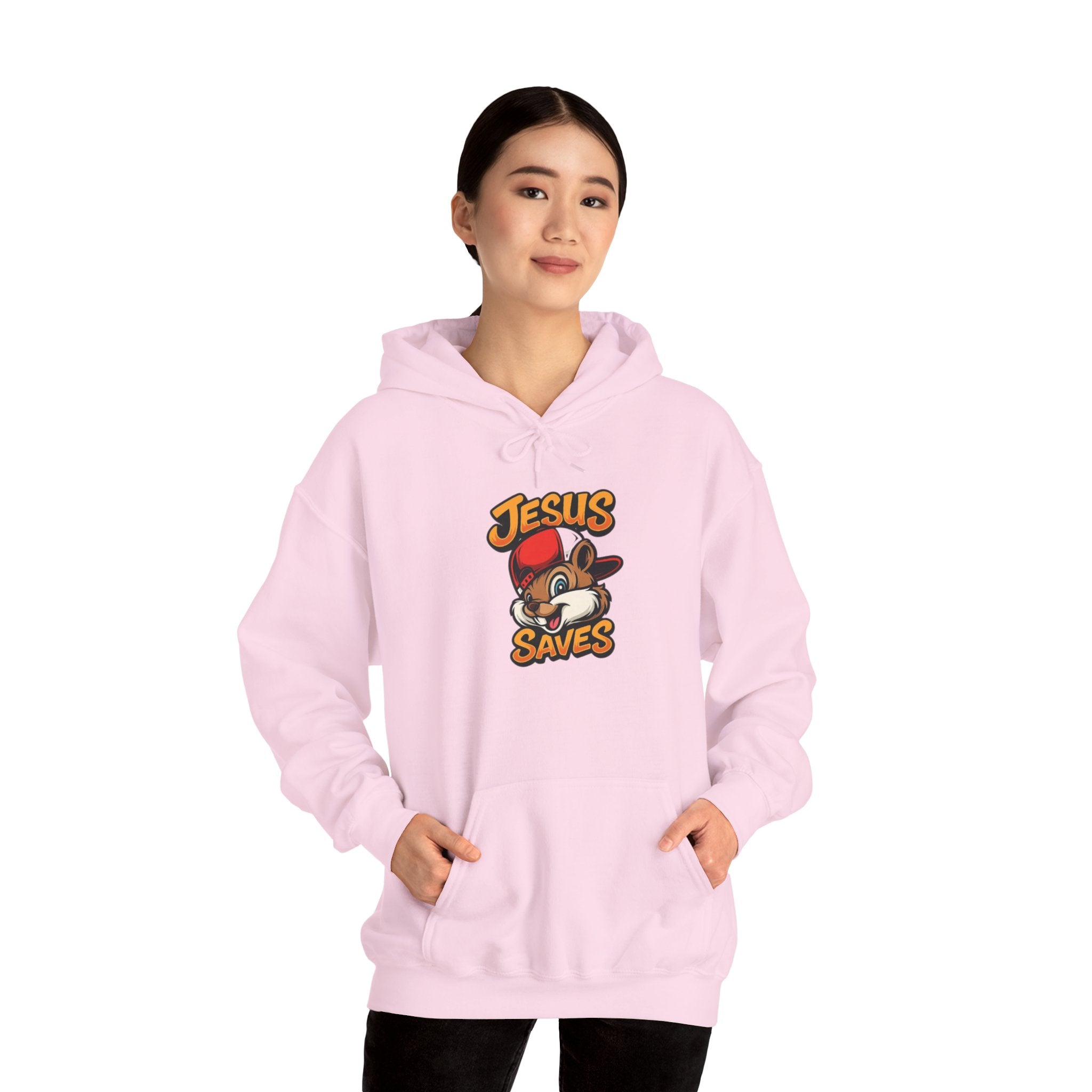 Jesus Saves Hoodie — Retro Cartoon Faith Pullover