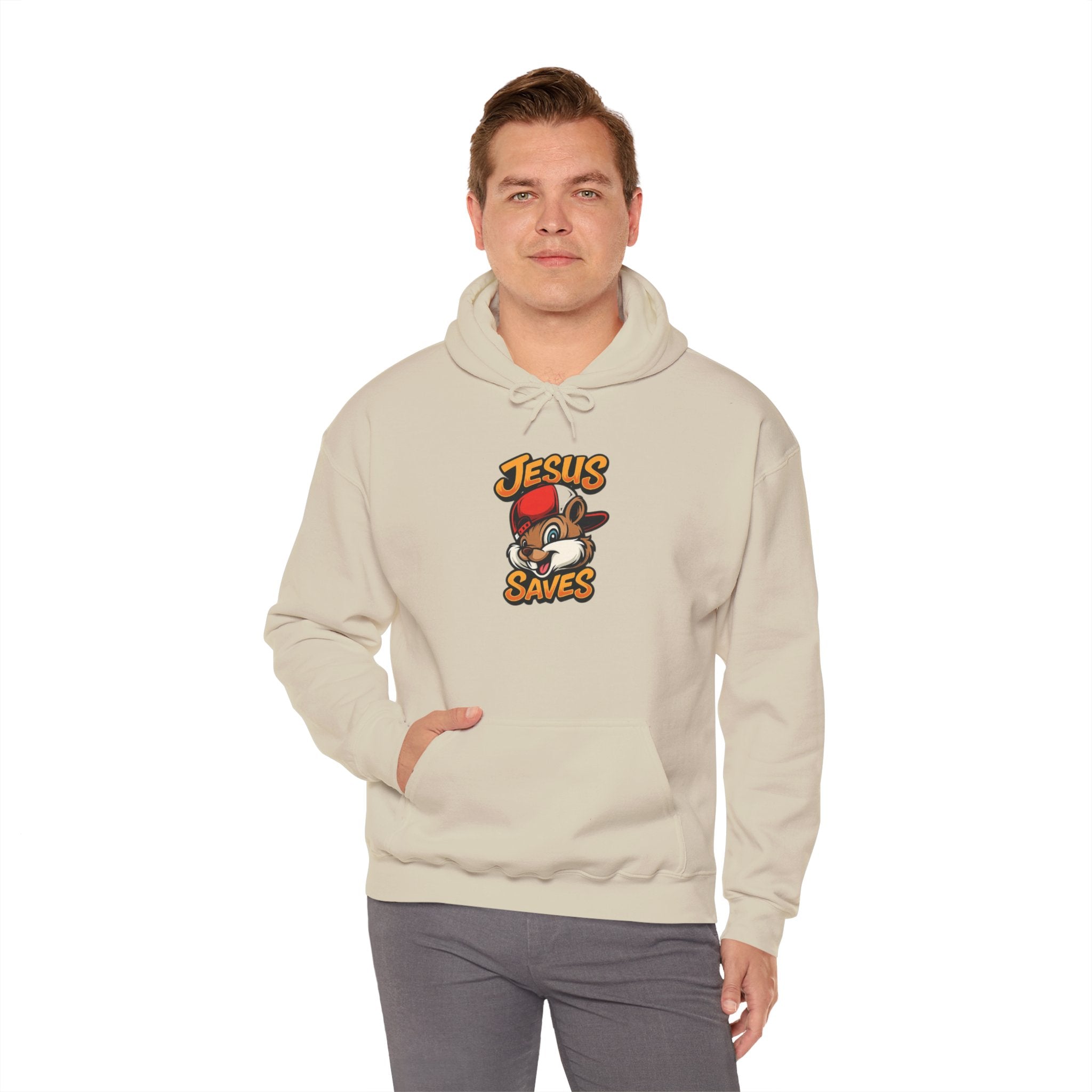 Jesus Saves Hoodie — Retro Cartoon Faith Pullover