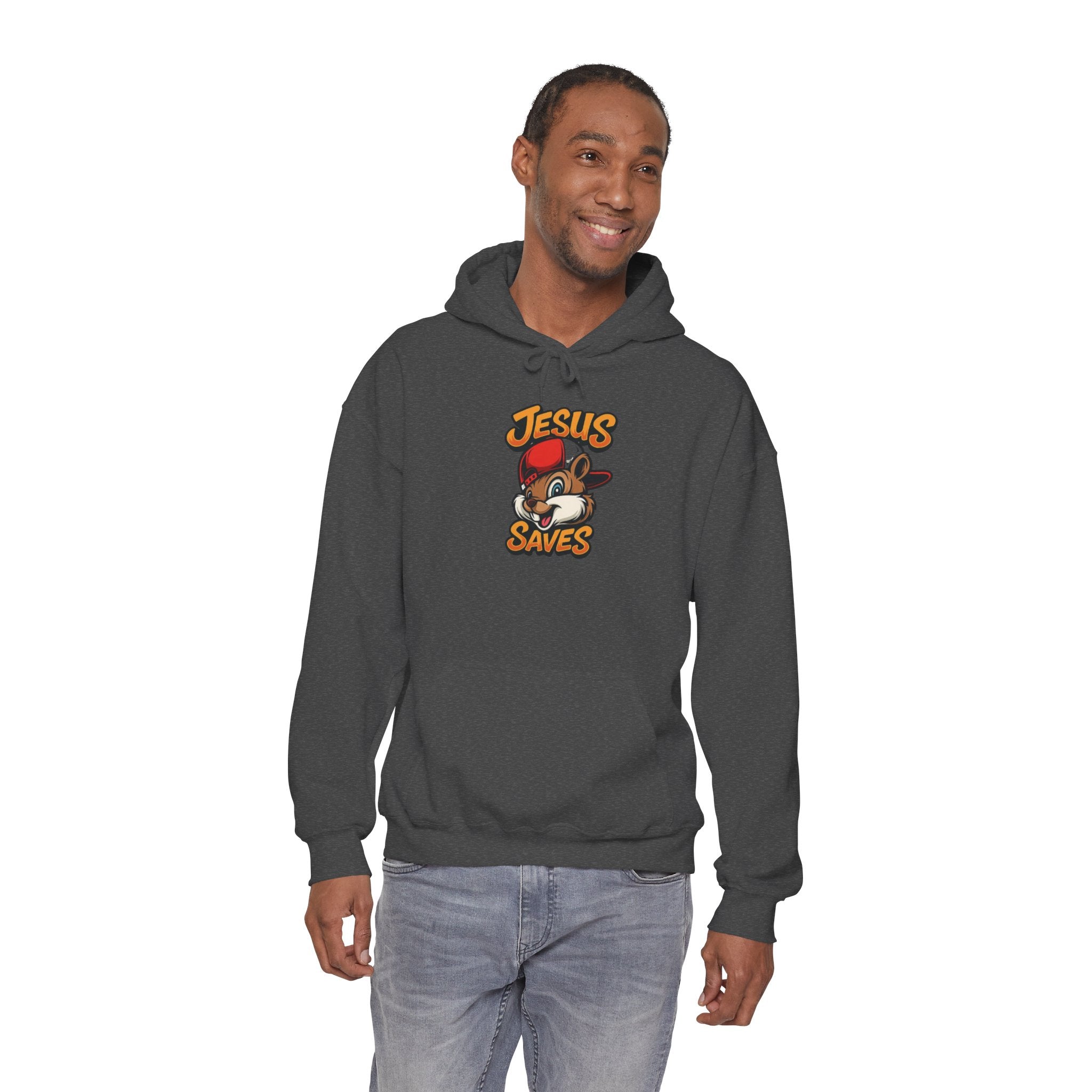 Jesus Saves Hoodie — Retro Cartoon Faith Pullover
