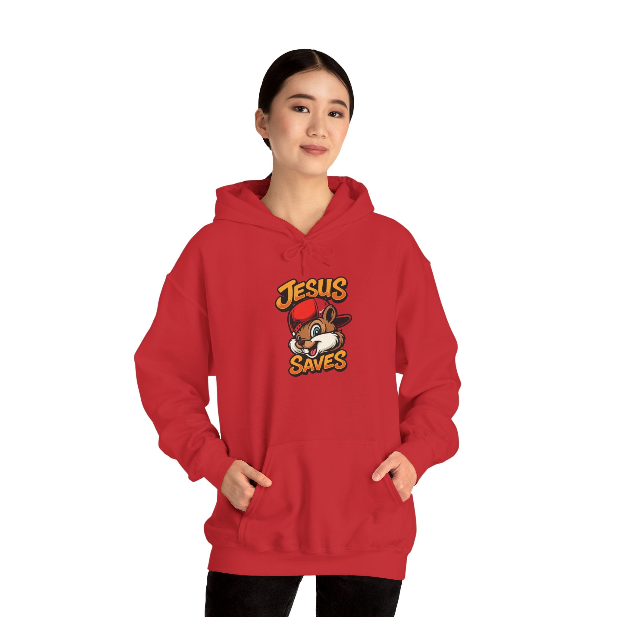 Jesus Saves Hoodie — Retro Cartoon Faith Pullover