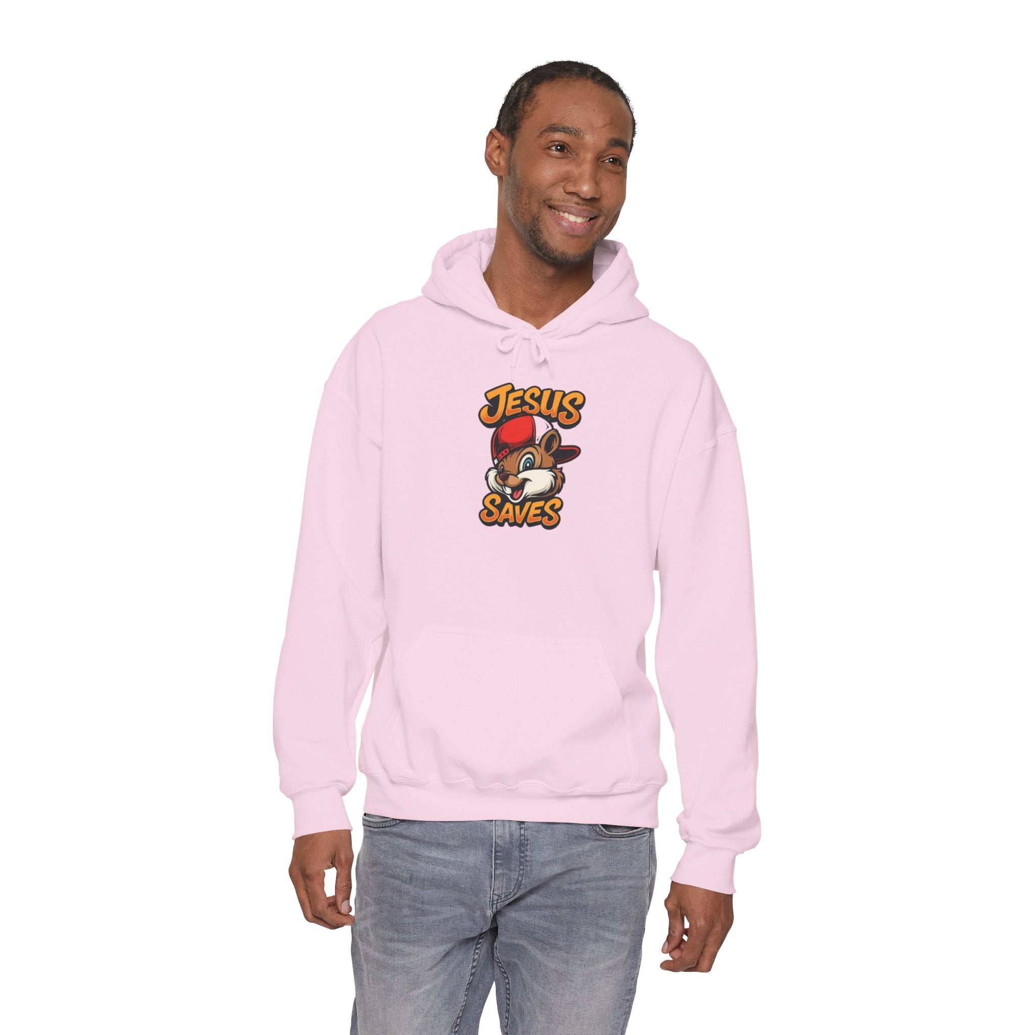 Jesus Saves Hoodie — Retro Cartoon Faith Pullover