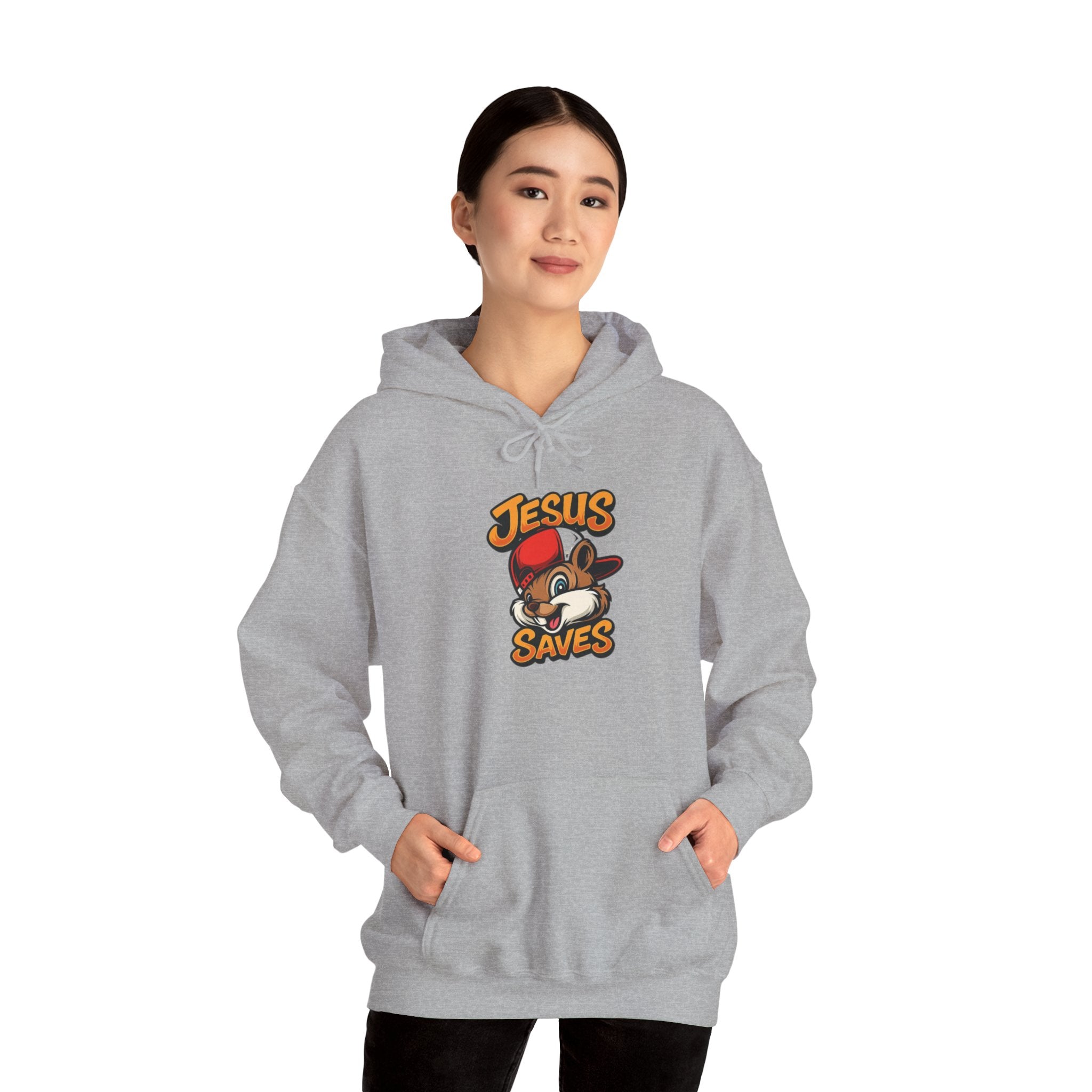 Jesus Saves Hoodie — Retro Cartoon Faith Pullover