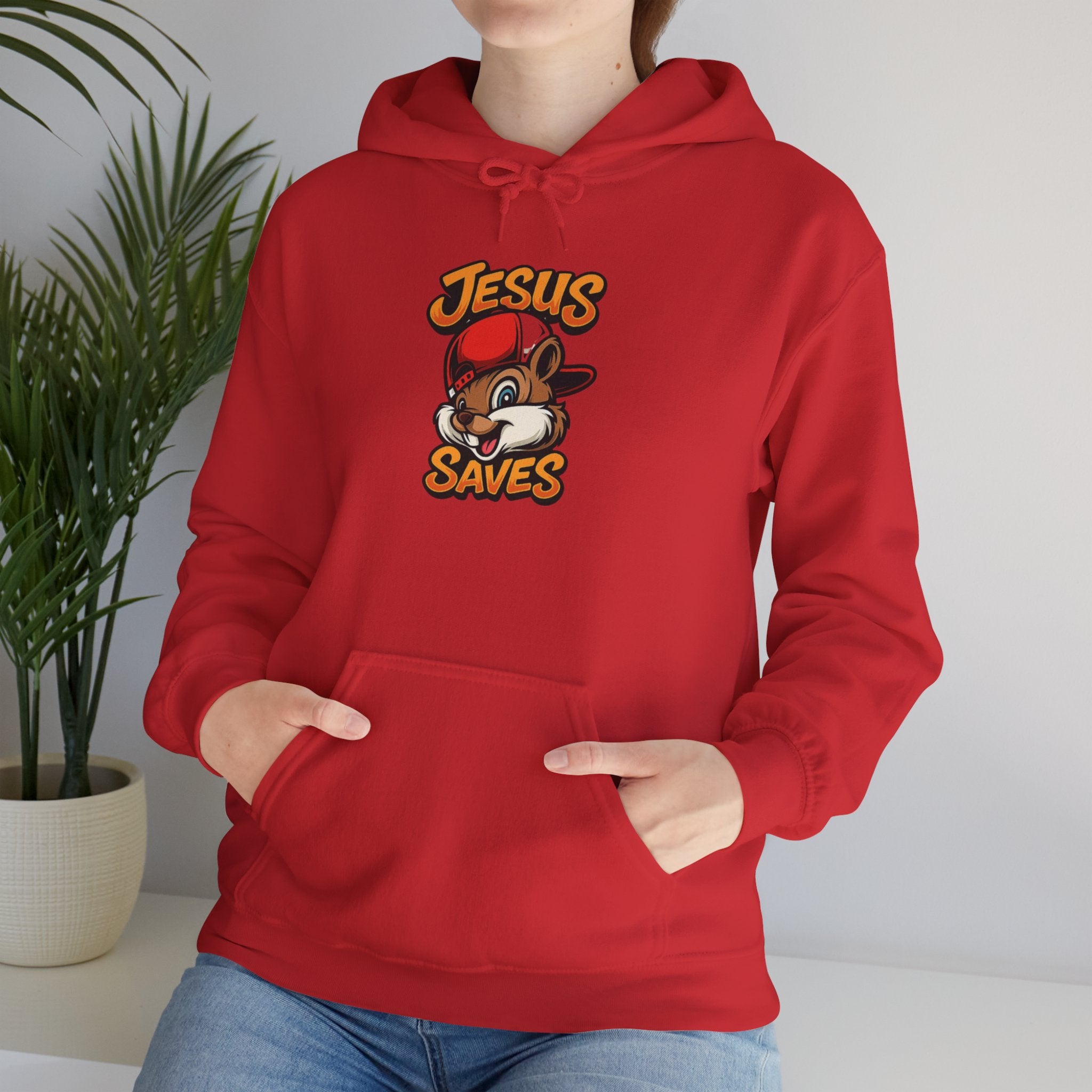 Jesus Saves Hoodie — Retro Cartoon Faith Pullover