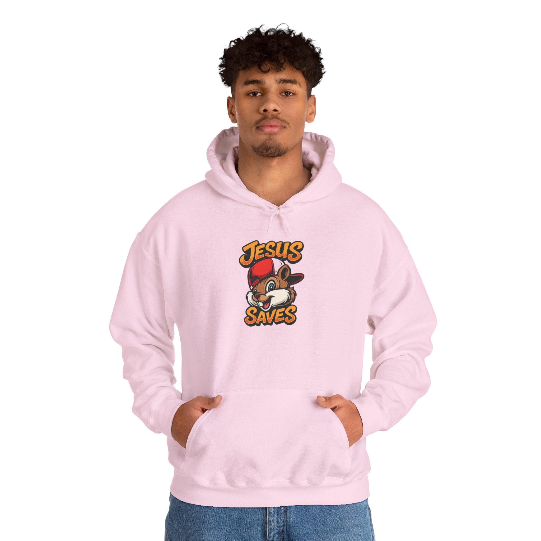 Jesus Saves Hoodie — Retro Cartoon Faith Pullover