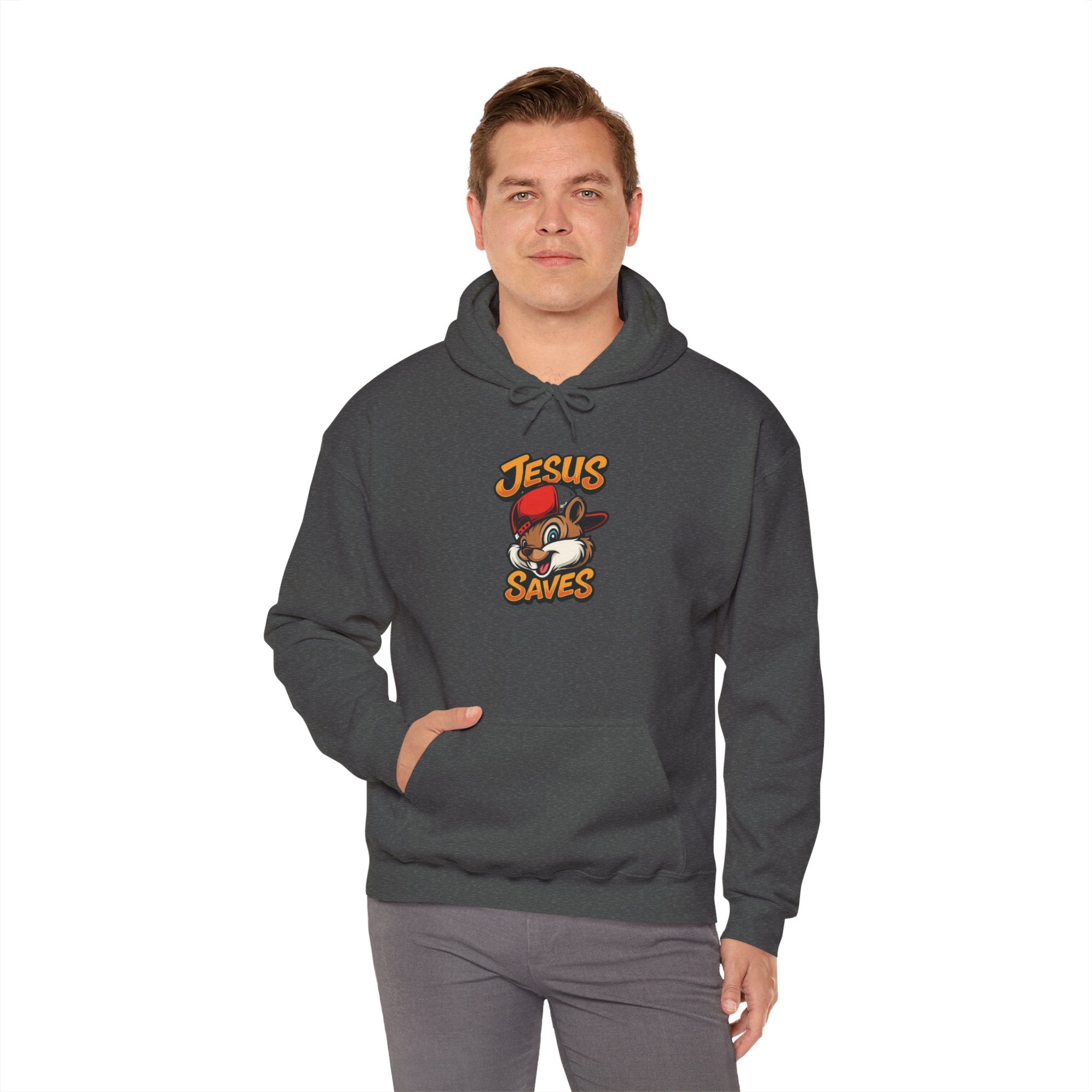 Jesus Saves Hoodie — Retro Cartoon Faith Pullover