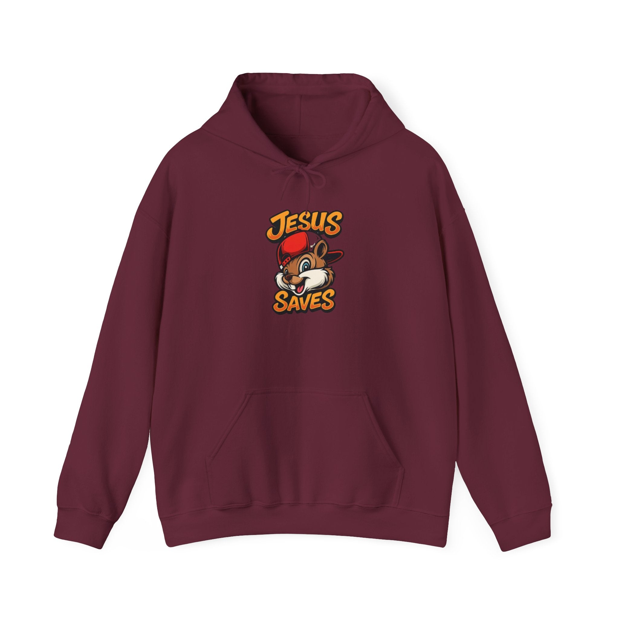 Jesus Saves Hoodie — Retro Cartoon Faith Pullover