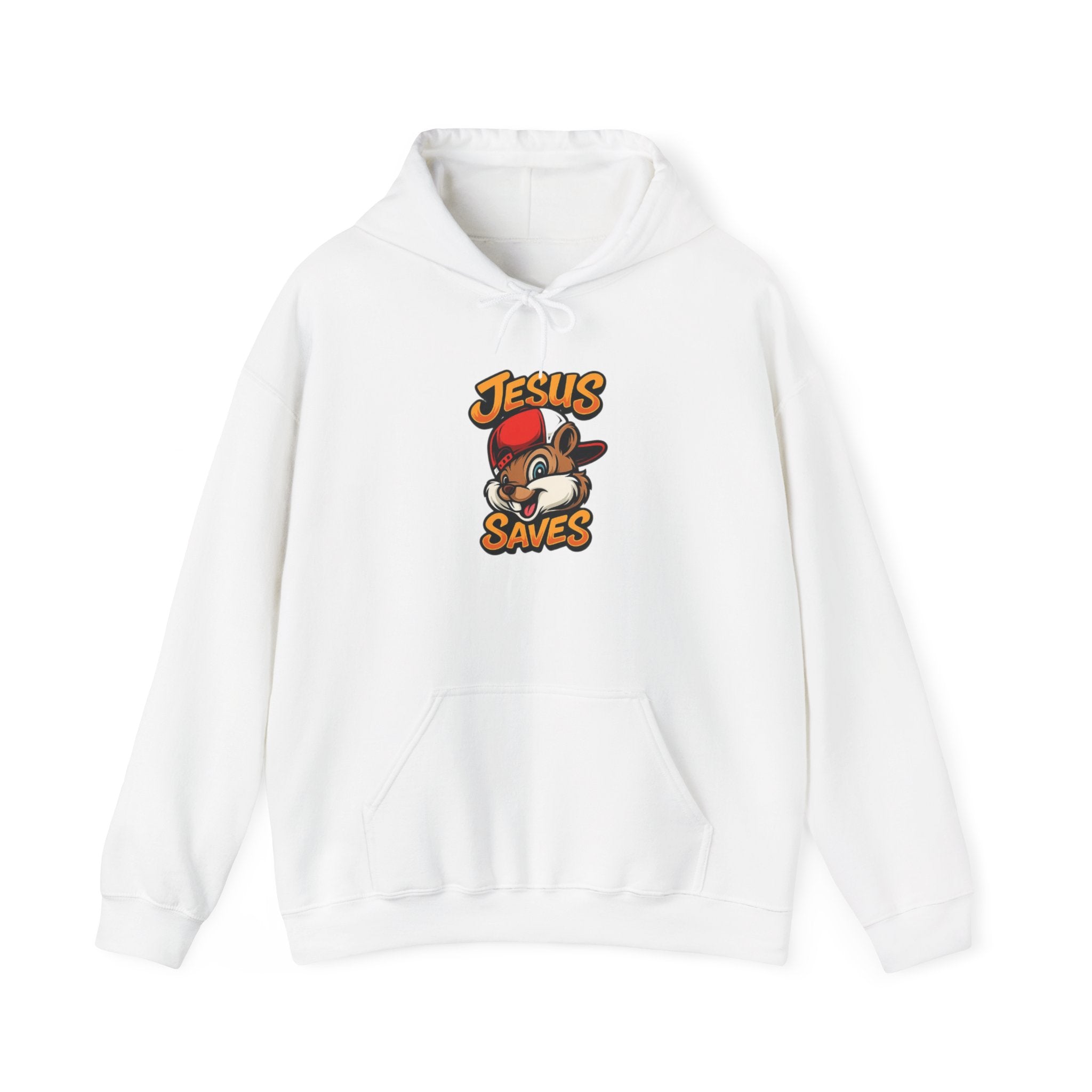 Jesus Saves Hoodie — Retro Cartoon Faith Pullover