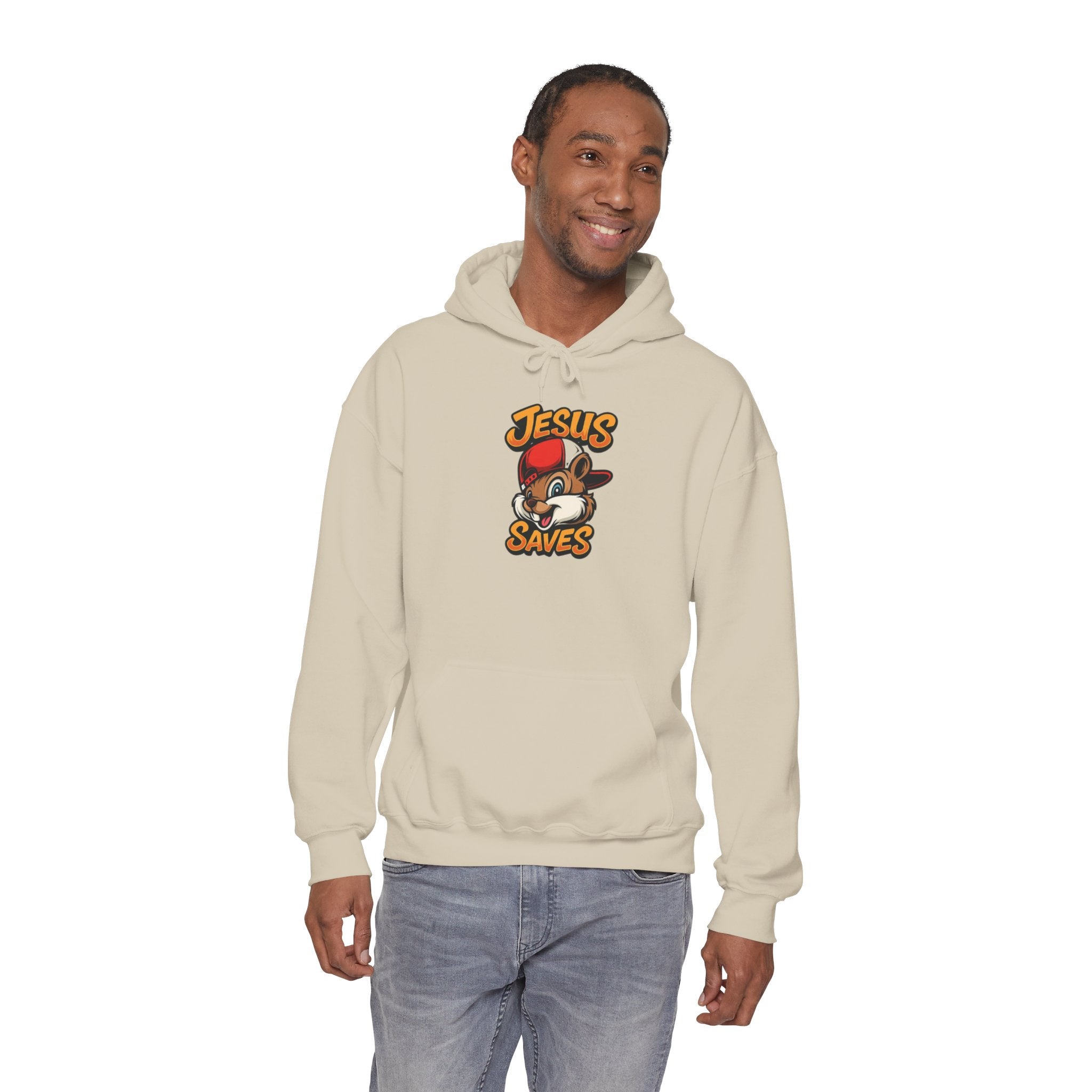 Jesus Saves Hoodie — Retro Cartoon Faith Pullover