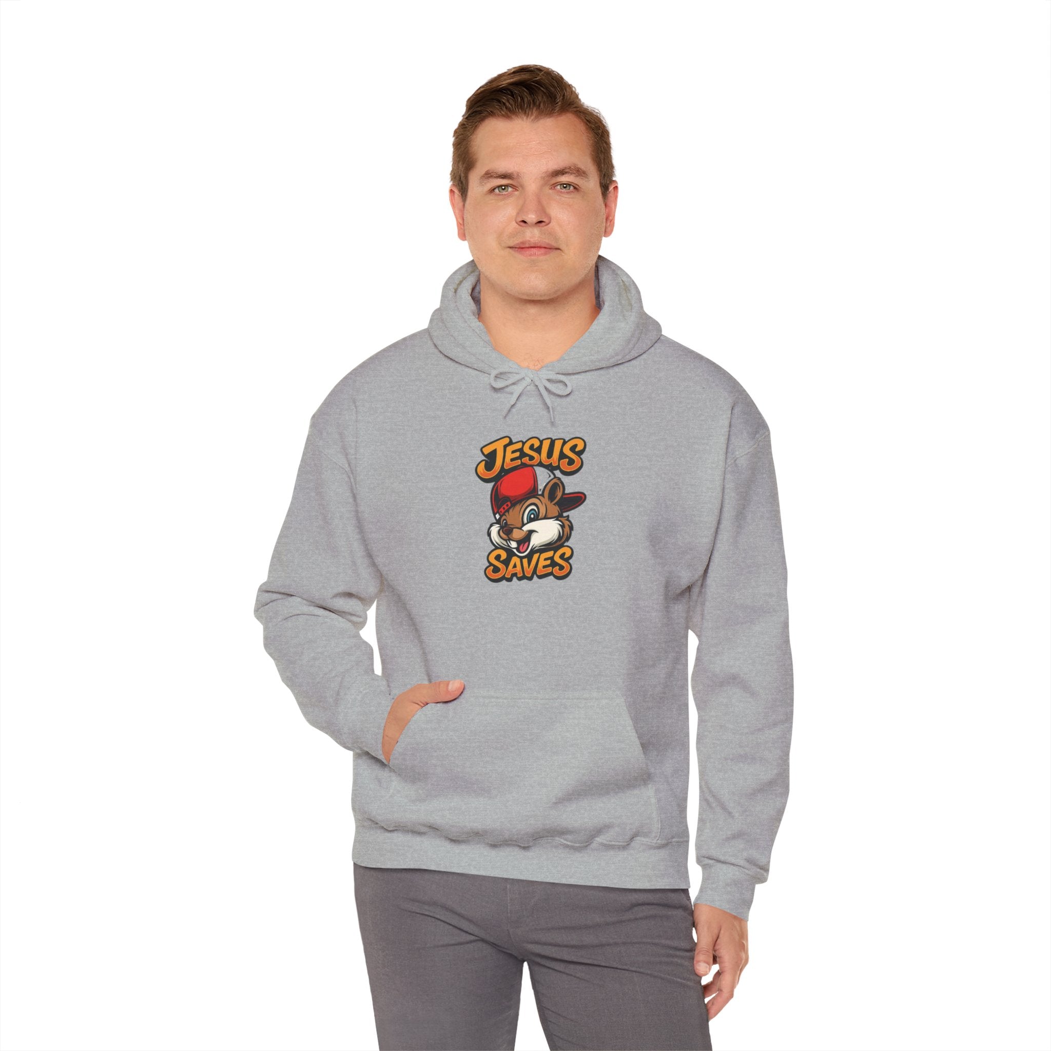Jesus Saves Hoodie — Retro Cartoon Faith Pullover
