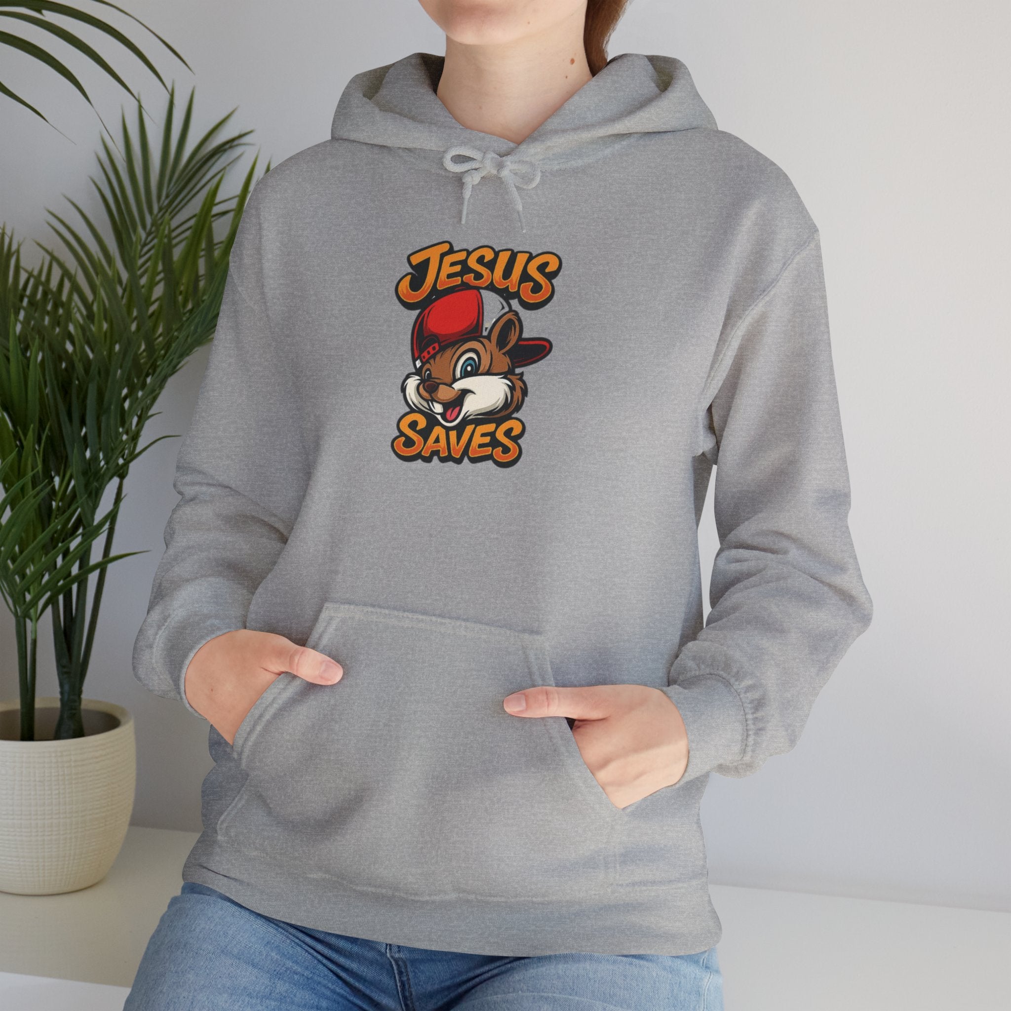 Jesus Saves Hoodie — Retro Cartoon Faith Pullover