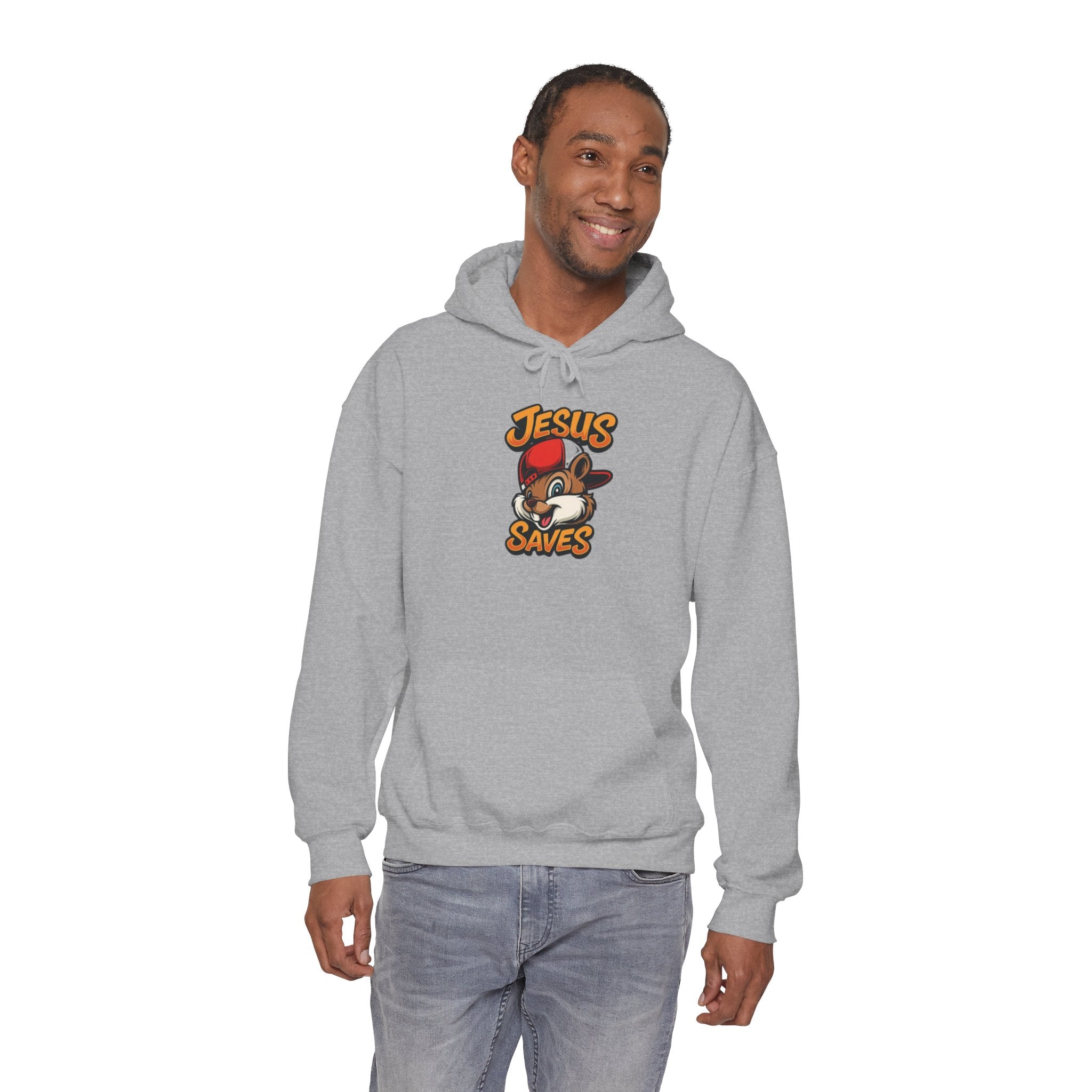 Jesus Saves Hoodie — Retro Cartoon Faith Pullover