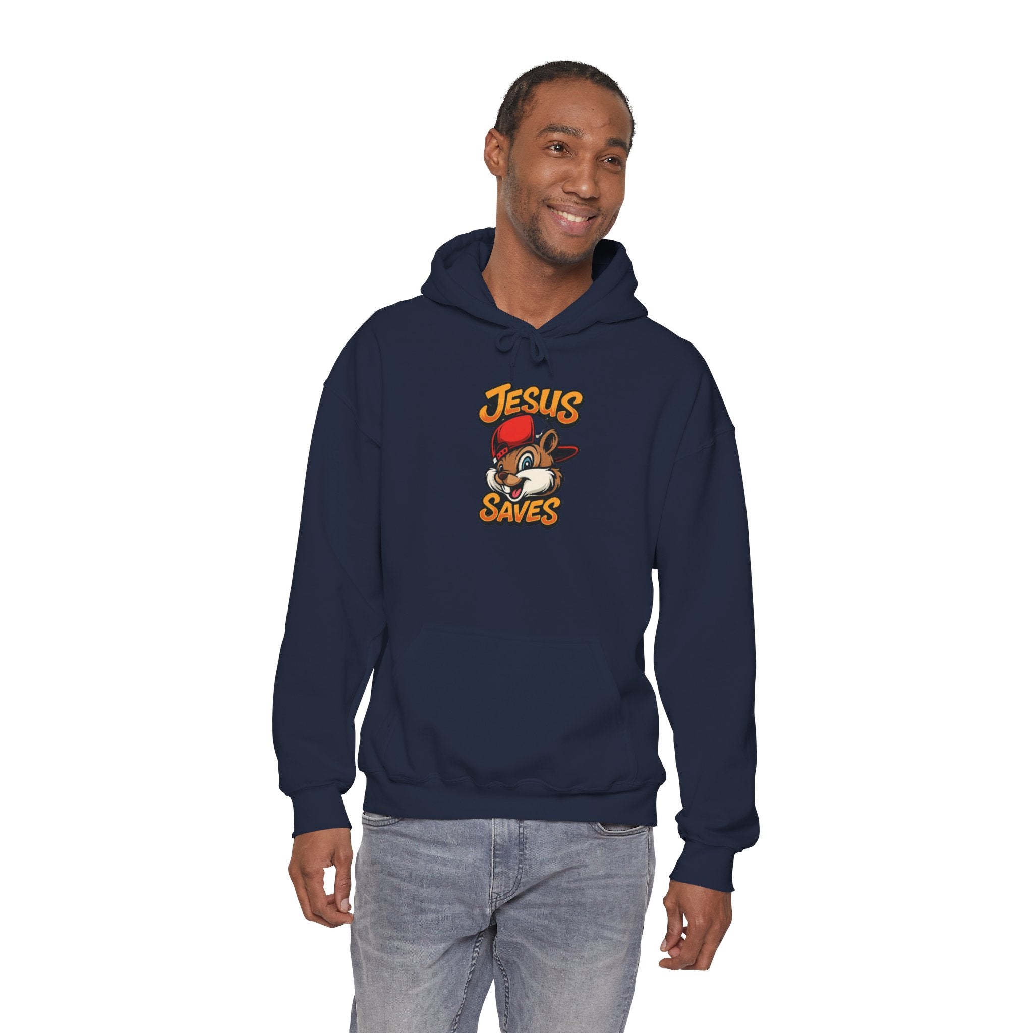 Jesus Saves Hoodie — Retro Cartoon Faith Pullover