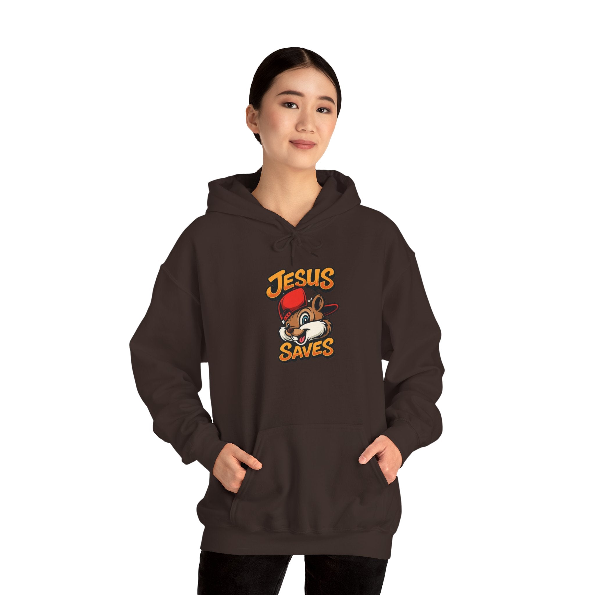 Jesus Saves Hoodie — Retro Cartoon Faith Pullover