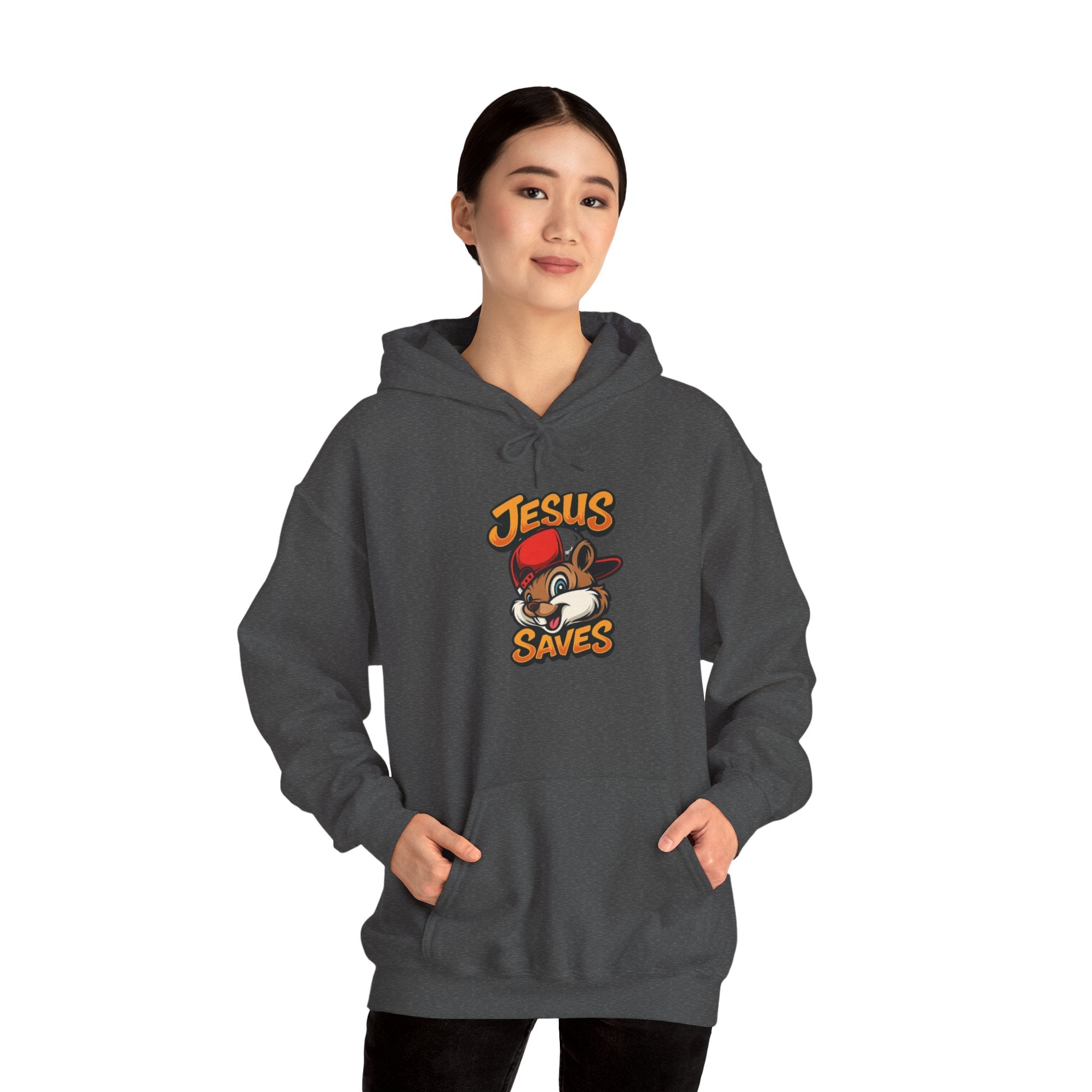 Jesus Saves Hoodie — Retro Cartoon Faith Pullover