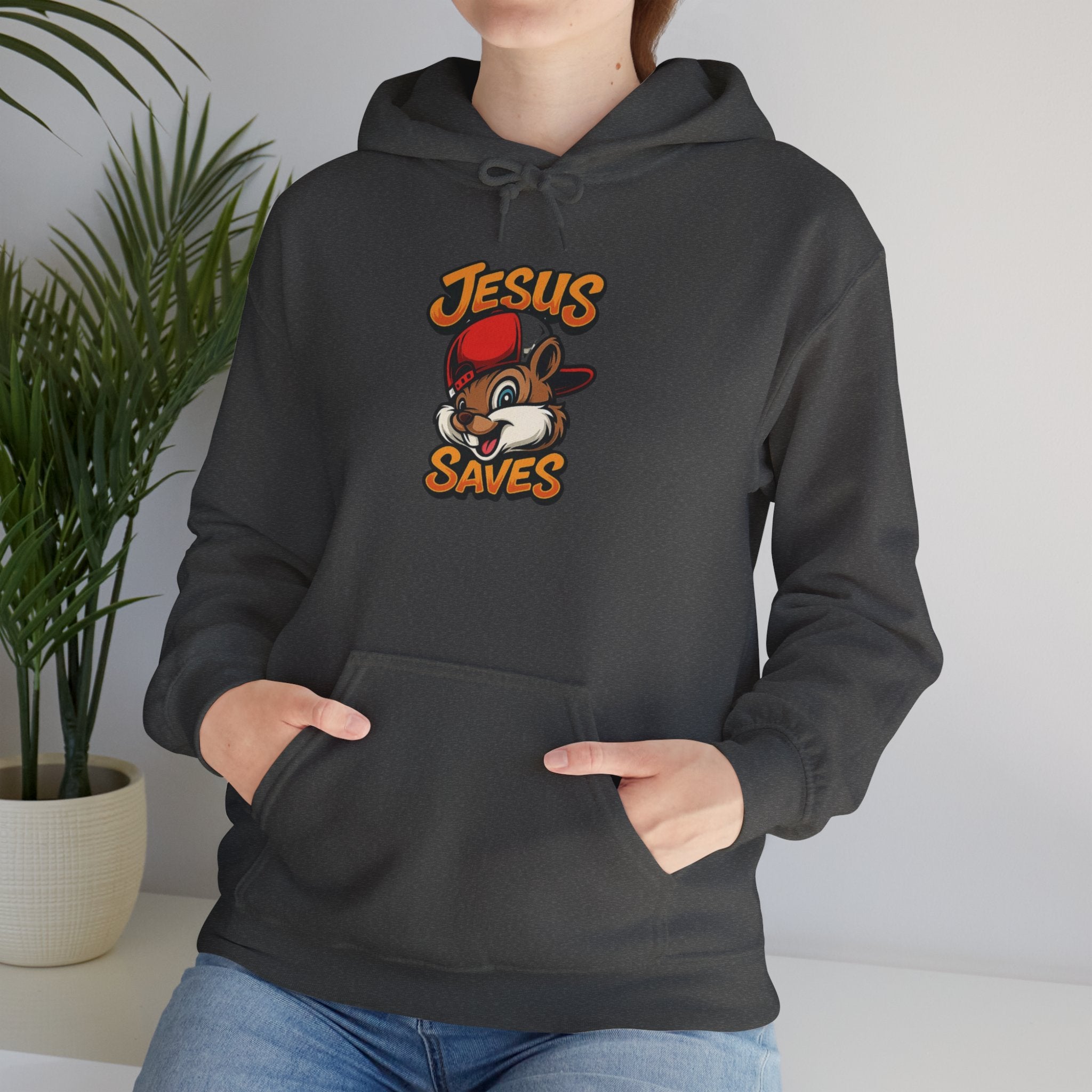 Jesus Saves Hoodie — Retro Cartoon Faith Pullover