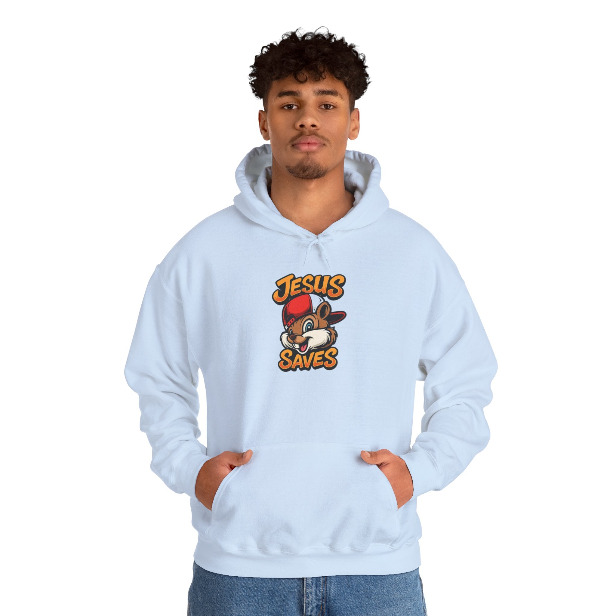 Jesus Saves Hoodie — Retro Cartoon Faith Pullover