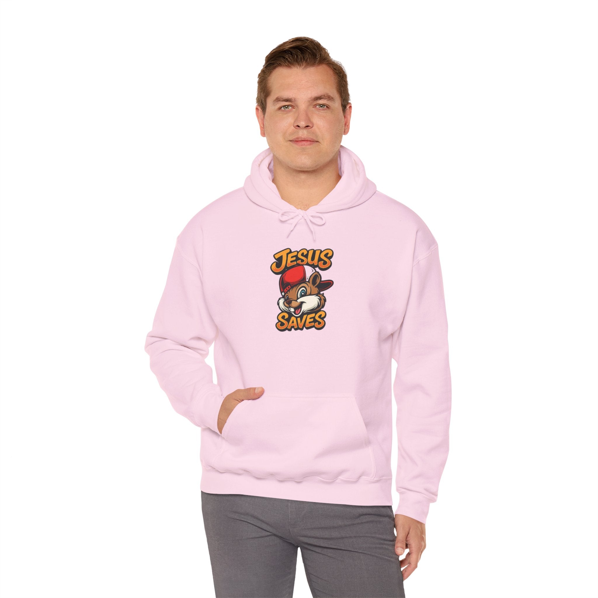 Jesus Saves Hoodie — Retro Cartoon Faith Pullover