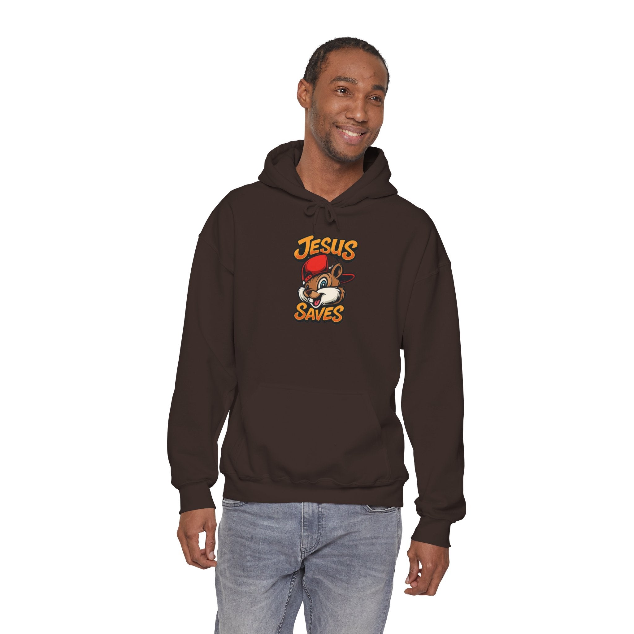 Jesus Saves Hoodie — Retro Cartoon Faith Pullover