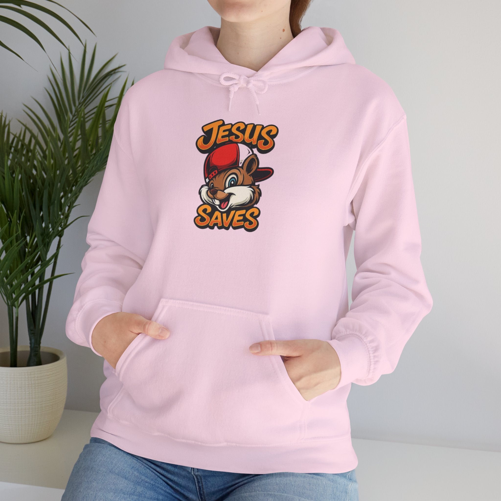Jesus Saves Hoodie — Retro Cartoon Faith Pullover